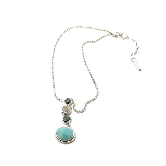 VTG Kenneth Cole Reaction Multi-Stone Y Necklace Silver-tone Beaded Style Chain - Picture 8 of 14